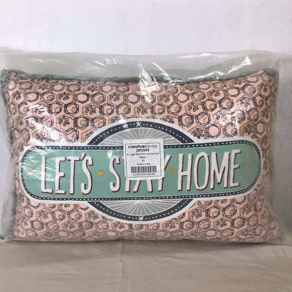 "Let's Stay Home" - Reversible - Lumbar Pillow
